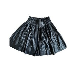 Zara Black faux‎ leather pleated skort skirt size S